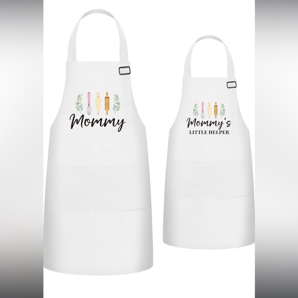 Mommy & Little Helper White Apron Set